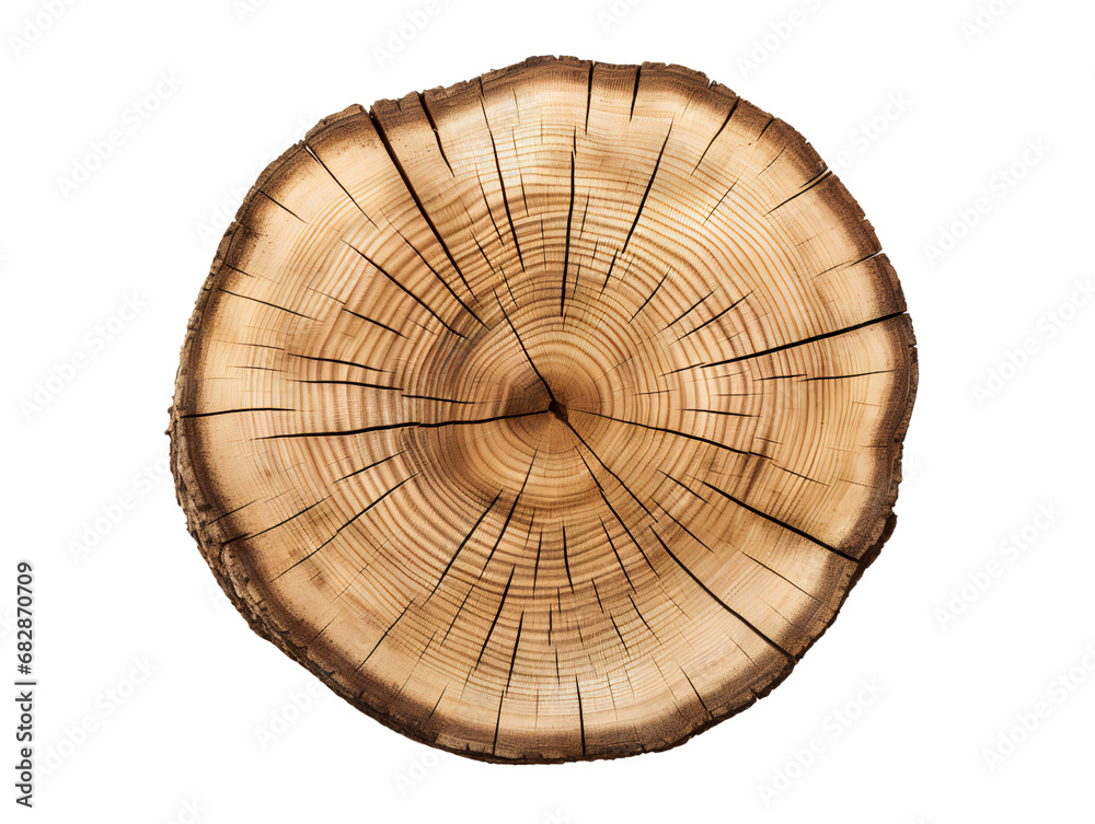 Fototapeta premium Natural Tree Stump Slice, isolated on a transparent or white background