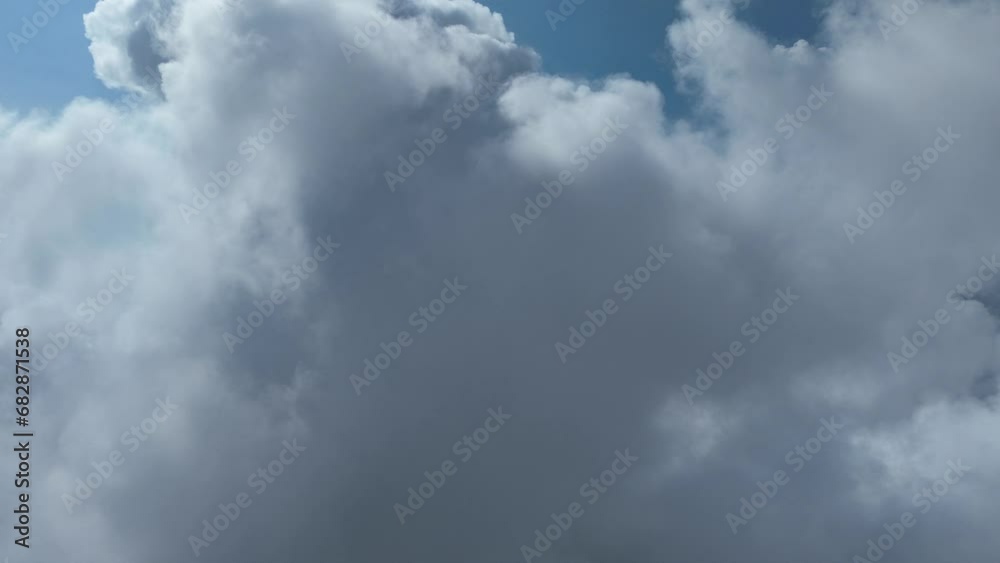 Drone flight above clouds during a misty sunrise morning Drone flight above clouds during a misty sunrise morning