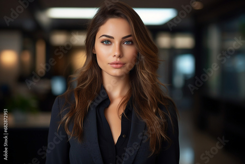 Generative AI picture portrait of amazing gorgeous office worker young woman