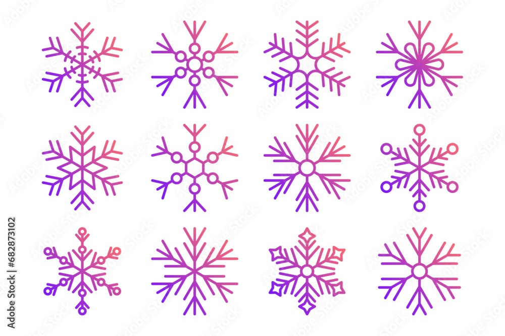Set of snowflakes vector illustration