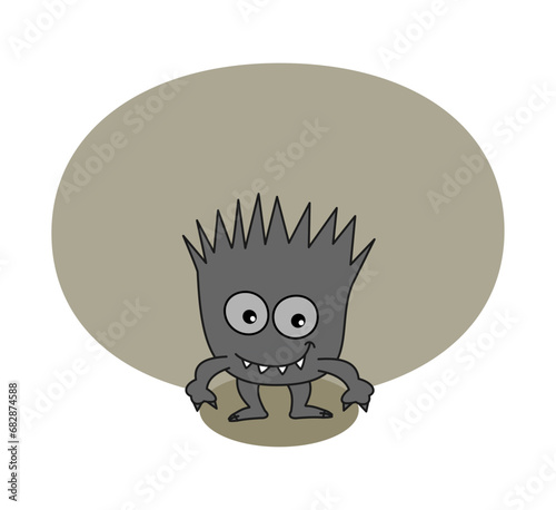 Little gray virus with smile on colorful decor in white background - vector