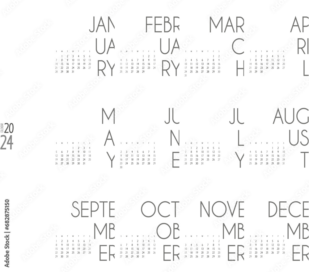 Almanaque para imprimir, todos los meses, año 2024