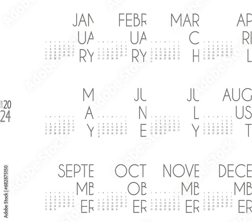 Almanaque para imprimir, todos los meses, año 2024