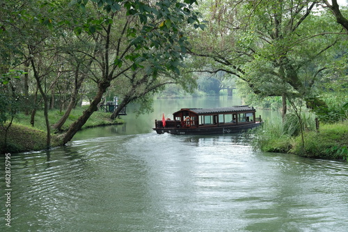 A boat in Xixi National Wetland Park in Hangzhou, Zhejiang, China photo