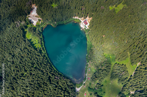 Savsat Karagol lake is a large trout lake in the forest in Artvin