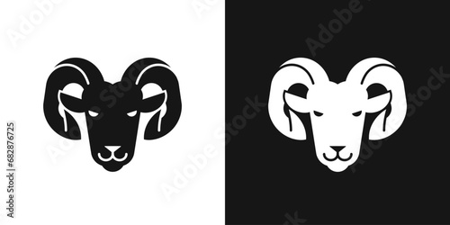Farm ram vector icon. Ram face, mutton sign