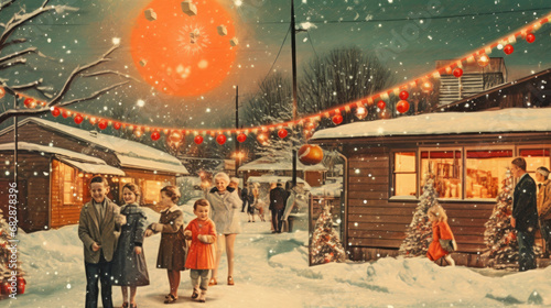 A vintage Christmas card with a nostalgic feel