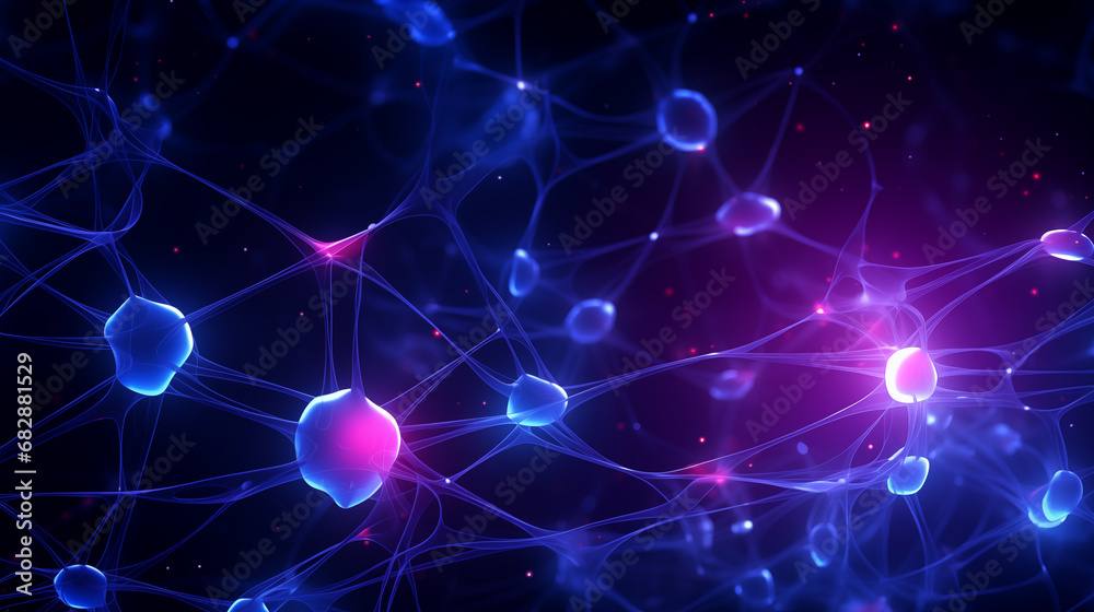 Obraz premium Simulation of cells and nerves that form a network.