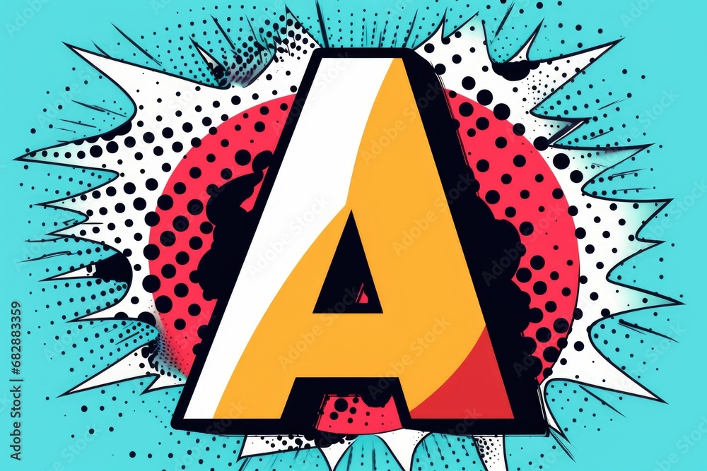 letter a, pop art style, on white background