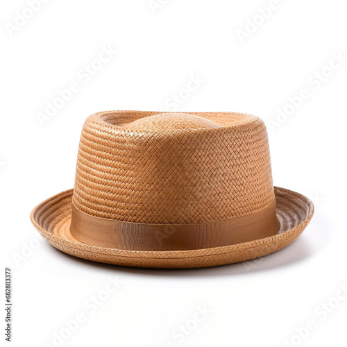 Pork pie fedora hat isolated on white background