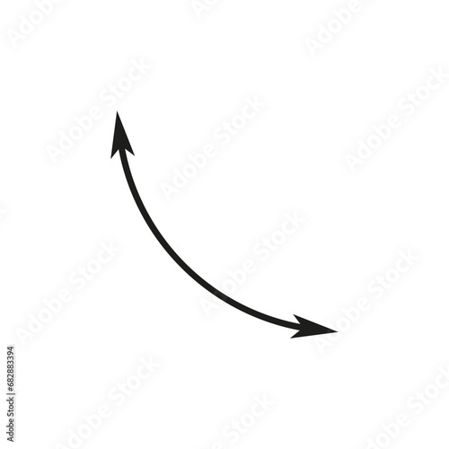 Dual semi circle arrow. Vector illustration. Semicircular curved thin long double ended arrow.	
 photo