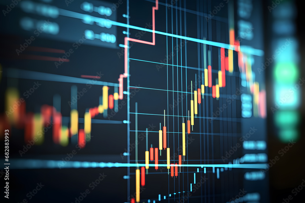 Illustration of stock market charts on the digital screen