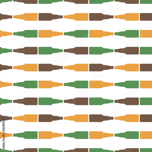 Background from beer bottles. Seamless repeating pattern. Editable vector.