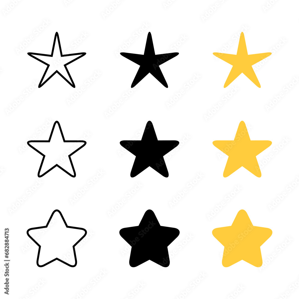 Star icon vector in rounded shape. Stars symbol in variation style Star icon vector in rounded shape. Stars symbol in variation style