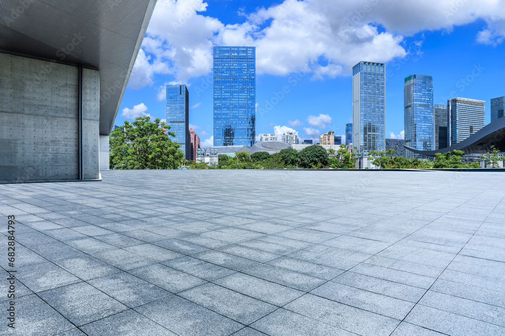 City square and skyline with modern buildings scenery
