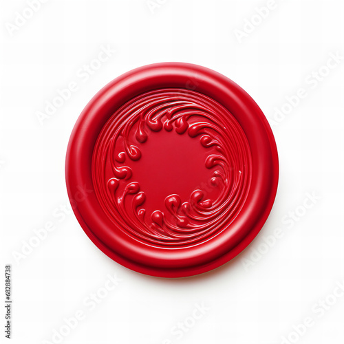 Red wax seal isolated on white background