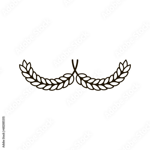 Two bent crossed spikelets together. A semicircular curved shape.