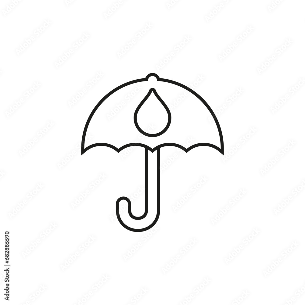 Umbrella with a drop. Keep away from moisture and rain. Vector symbol and icon. Umbrella with a drop. Keep away from moisture and rain. Vector symbol and icon.