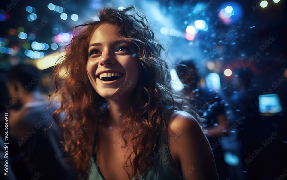 Happy girl in nightclub