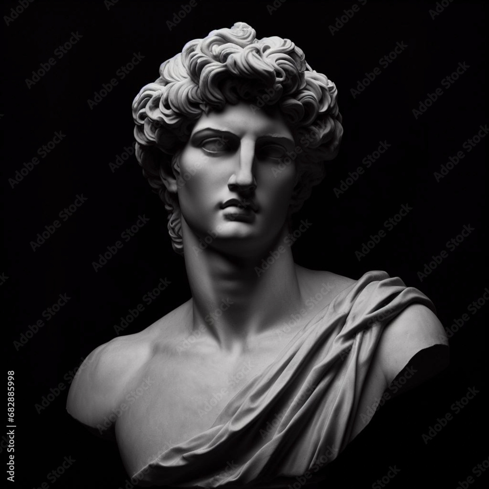 Classic statue bust on black background Classic statue bust on black background