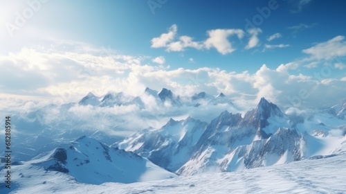 Great high mountains are covered with snow © BraveSpirit