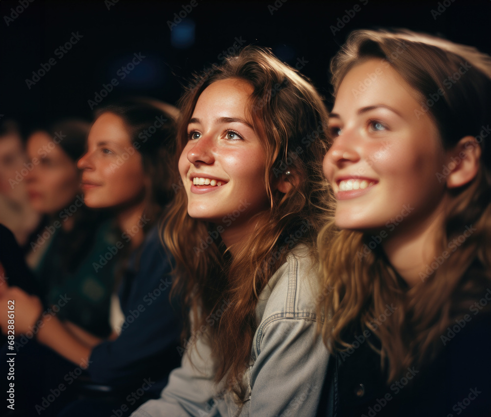 Fototapeta premium American middle school girls are listening carefully to the class
