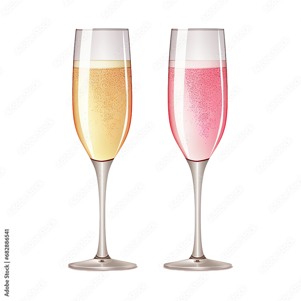 illustration champagne in tall glasses
