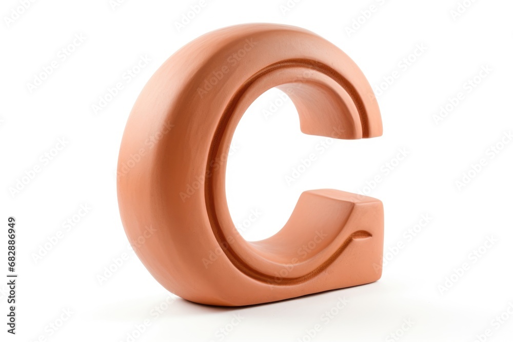 letter c, from terracotta, on white background letter c, from terracotta, on white background