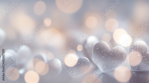 2024 Valentine's Day hearts bokeh background banner, copy paste for text