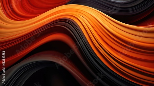 Illustration orange and black in the form of wave waves, futuristic background.