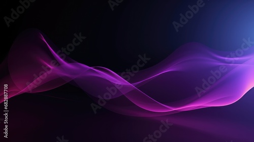 Illustration of abstract purple polar lights concept, glowig shapes in the dark background
