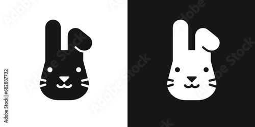 Cute hare face vector icon. Bunny with bent ear sign