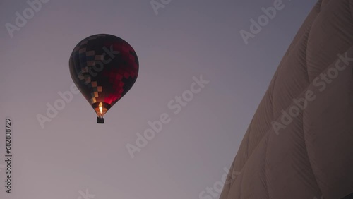 Hot Air Balloon Flying Above Pyramids of San Juan Teotihuacan Mexico Sunrise Ride photo