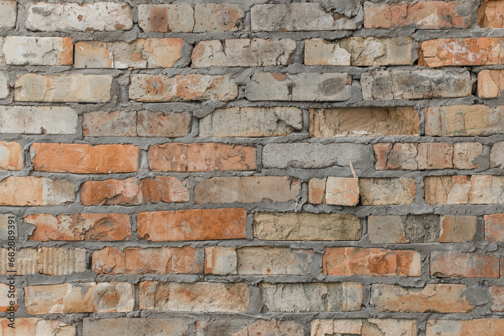 Old brickwork wall cement interlayer texture rough background brick weathered Old brickwork wall cement interlayer texture rough background brick weathered