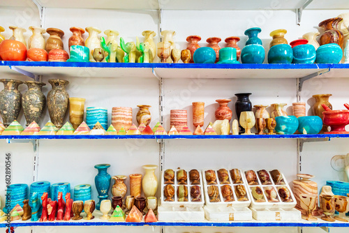 Alabaster factory products in the souvenir shop.