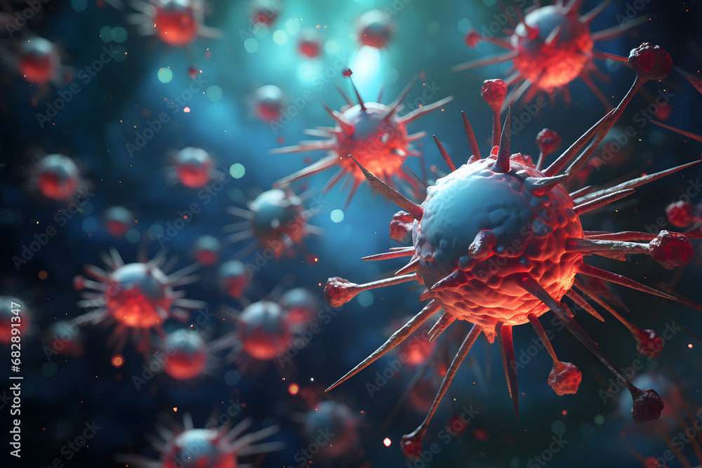 Illustration of immune system concept with abstract space and bacteria Illustration of immune system concept with abstract space and bacteria