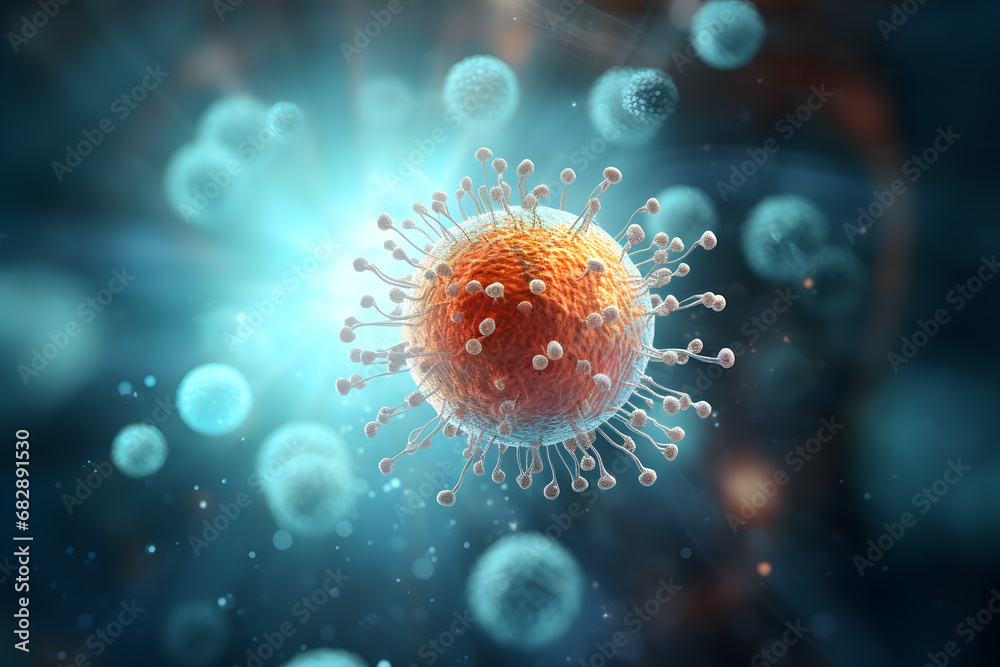 Illustration of immune system concept with abstract space and bacteria Illustration of immune system concept with abstract space and bacteria