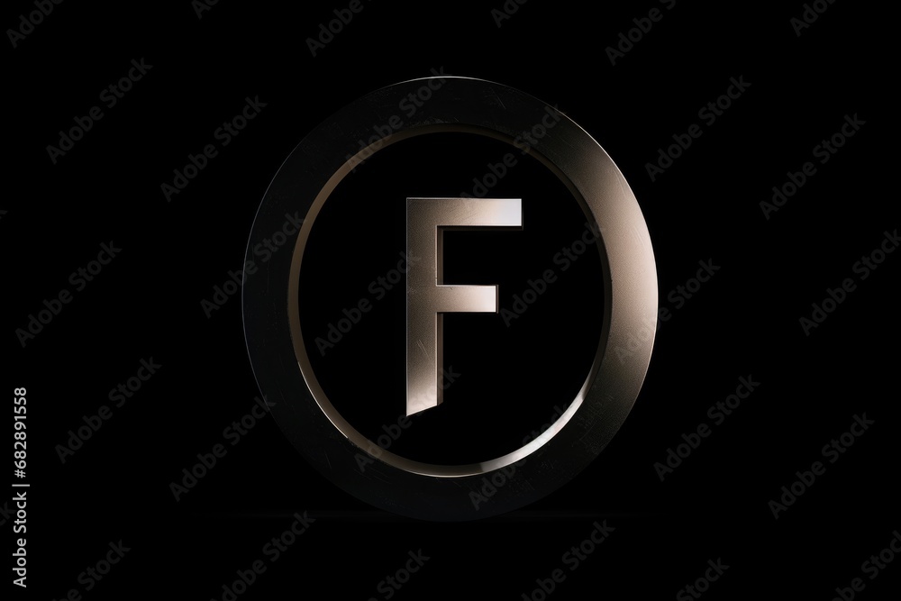 letter f, minimalist style, on black background letter f, minimalist style, on black background
