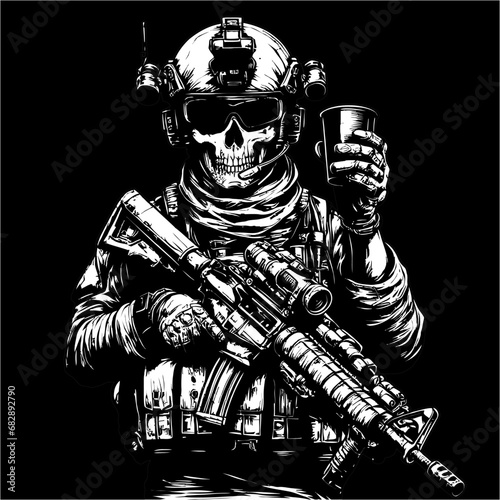 skull-headed soldiers with complete war attributes