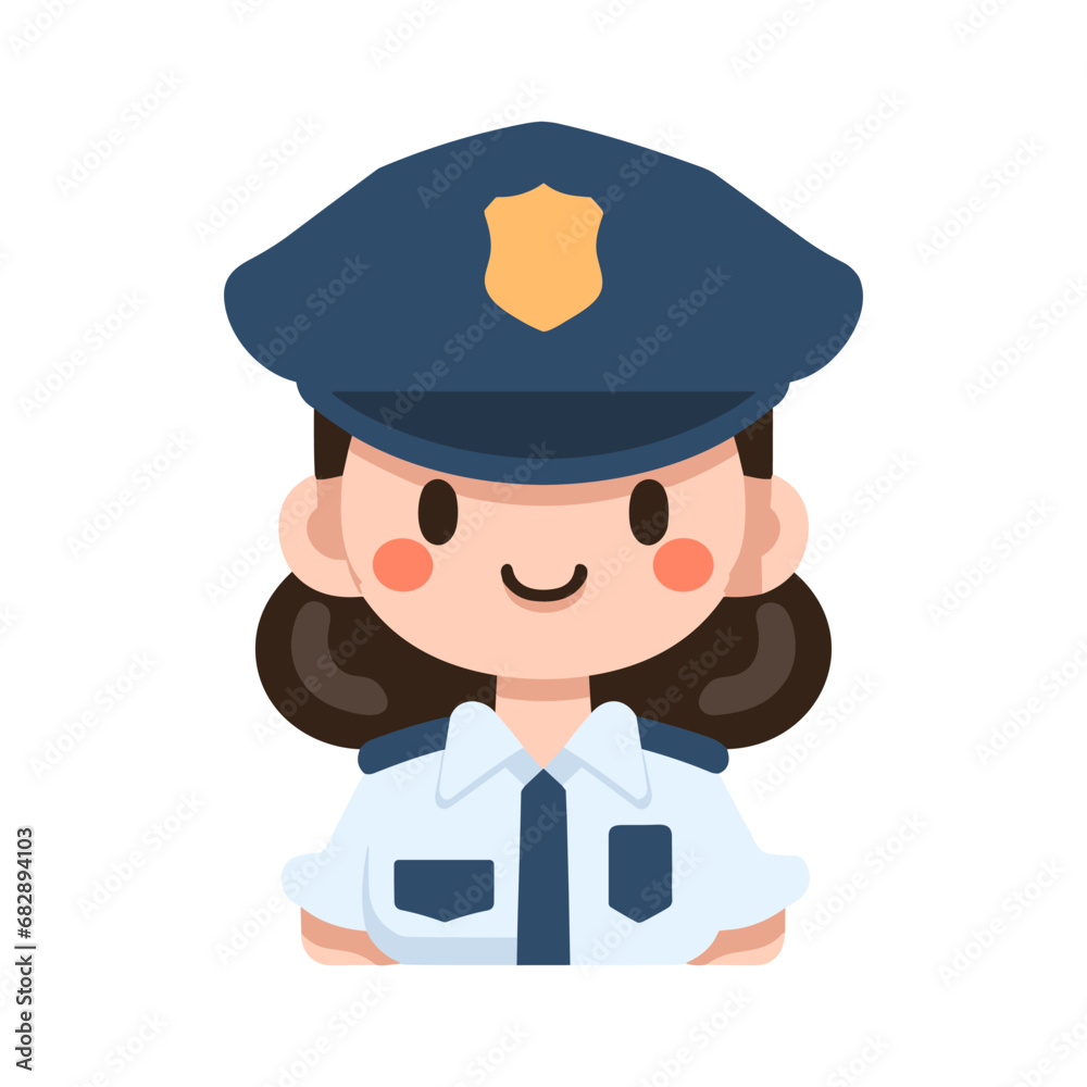 Policewoman icon in vector style, isolated logotype. Police, low, safety concept