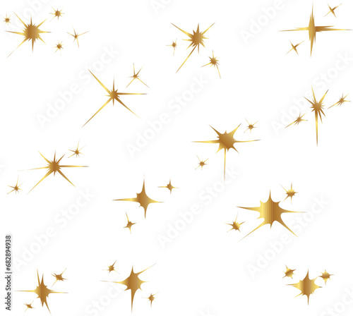 set of stars illustration. gold sparkling star collection  