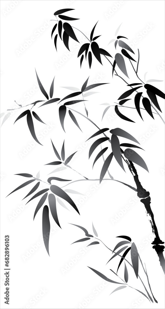 Vector of brush effect bamboo. Black and white bamboo with white background. Vector of brush effect bamboo. Black and white bamboo with white background.