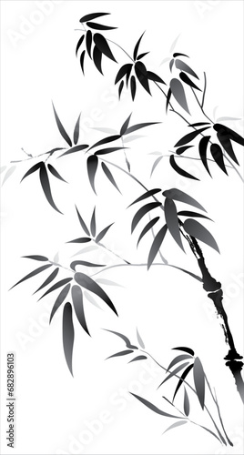 Fototapeta Naklejka Na Ścianę i Meble -  Vector of brush effect bamboo. Black and white bamboo with white background.