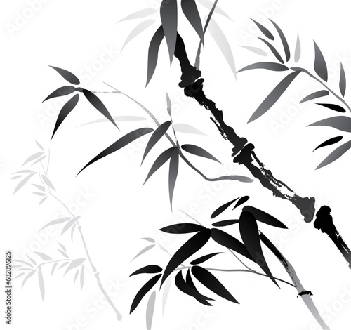 Vector of brush effect bamboo. Black and white bamboo with white background.