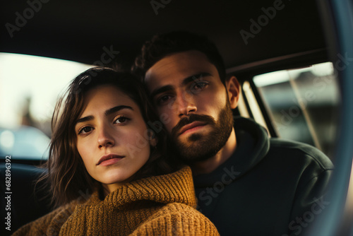 Generative ai image of two people wife and husband traveling together honeymoon season © deagreez