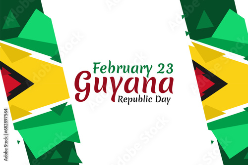 February 23, Republic Day of Guyana vector illustration. Suitable for greeting card, poster and banner.