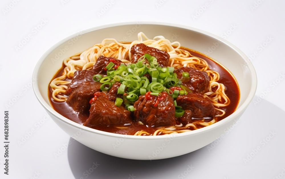 Close up View of Delicious Chinese Beef Noodle Soup in a Traditional Chinese Bowl Close up View of Delicious Chinese Beef Noodle Soup in a Traditional Chinese Bowl