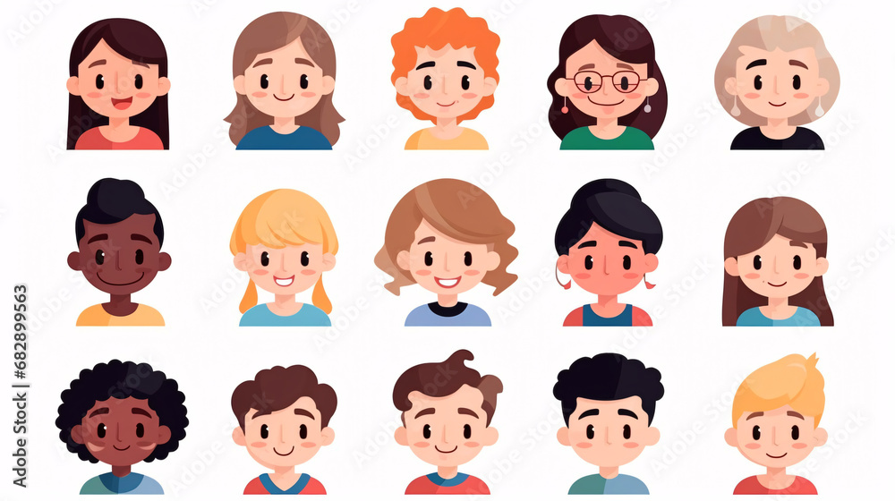 Set of different avatars of boys and girls. Vector illustration. Set of different avatars of boys and girls. Vector illustration.