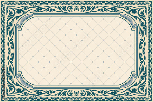 Decorative ornate retro floral blank frame template