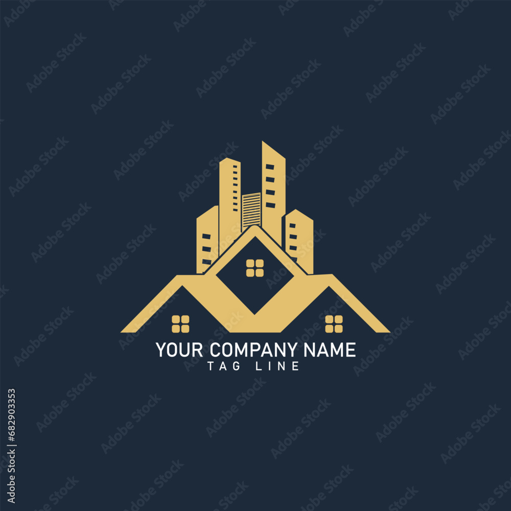 Real estate building logo template design 